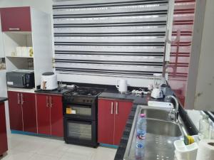 a kitchen with a stove and a sink at D11 New Oak in Accra
