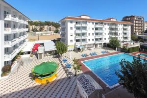 an overhead view of a swimming pool and buildings at APCOSTAS Europa in Blanes
