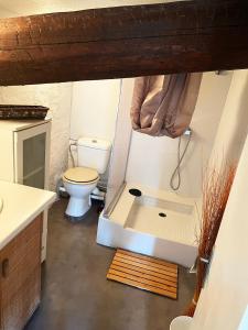 un piccolo bagno con un water e un lavandino di Location de Vacances à Agde ad Agde