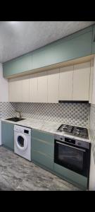 una cucina con fornelli e lavatrice di Apartment Karkop a Archis