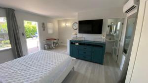 Televisyen dan/atau pusat hiburan di Steps To The Beach -renovated Studio Unit #1