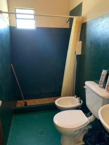 a bathroom with a toilet and a sink at Cabaña Cortaderas MI Campito Cachi Salta in Cachí