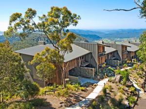 a row of houses on a hill with trees at Binna Burra Sky Lodges in Beechmont