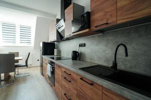 Kuchyň nebo kuchyňský kout v ubytování Enjoy apartments