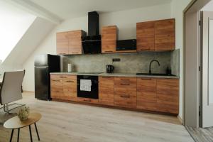 Kuchyň nebo kuchyňský kout v ubytování Enjoy apartments
