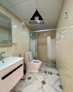 a bathroom with a toilet and a sink at ROSELLA Wadi Rum in Disah +26 photos