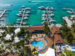 an aerial view of a marina with boats at Bimini Big Game Club Resort & Marina in Alice Town