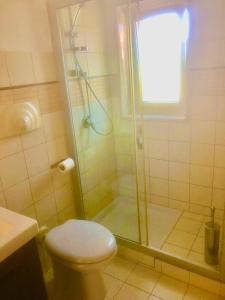 een badkamer met douche en toilet bij Dimora Zizzi in Fasano