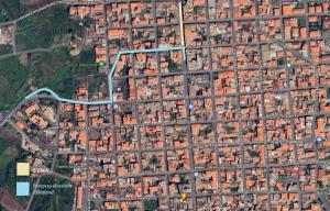 a map of a city with houses and roads at L'Alloggio dell'Artista in Belpasso