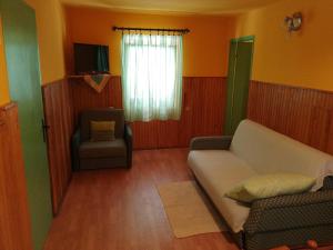 un salon avec un canapé et une chaise dans l'établissement Apartments Velo, à Veli Lošinj