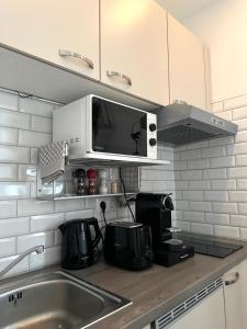 Kuchyň nebo kuchyňský kout v ubytování Greenside Suite