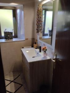 a bathroom with a sink and a mirror at Casa de Valeria in Tomiño