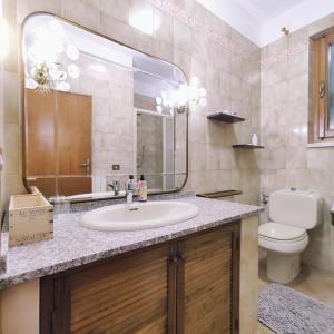 a bathroom with a sink and a toilet and a mirror at Appartamento Tuttiventi in Campiglia Marittima +6 photos