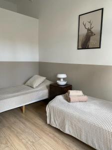 Posteľ alebo postele v izbe v ubytovaní Apartament Parkowy w Polanicy Zdrój
