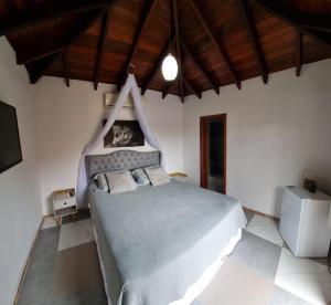a bedroom with a large bed with a canopy at Jardim Do Eden Piri in Pirenópolis