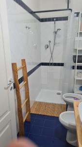 ein Badezimmer mit Dusche und Toilette in der Unterkunft Casa Dan Gio in Sassetta
