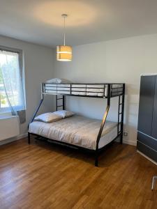 a bedroom with two bunk beds in a room at La lande appart in Tranzault +4 photos