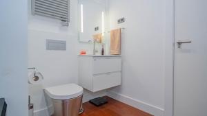 a white bathroom with a toilet and a sink at Apartamentos Libertad 24 in Madrid +79 photos
