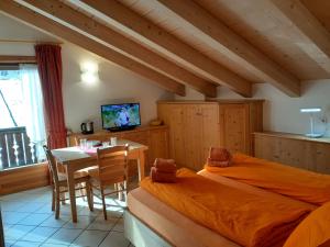 Televízia a/alebo spoločenská miestnosť v ubytovaní Chalet Beatrice