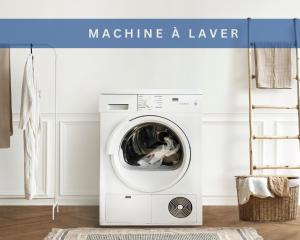 a washing machine in a room with the words machine a layer at Maison charentaise au Cœur des Vignobles in Mérignac
