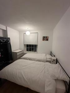 a bedroom with two beds and a mirror at Great location room in central London - Waterloo in London