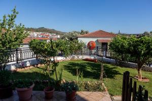 a view of a yard with trees and a house at Villa Sofia in Samos