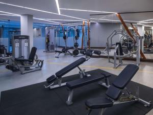 a gym with several treadmills and cardio machines at Swissôtel Resort Bodrum Beach in Turgutreis