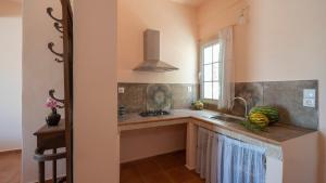a kitchen with a sink and a window at Ροδον in Agia Marina