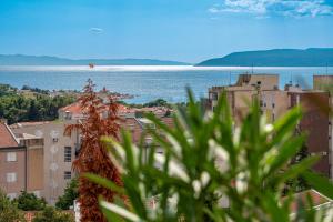 a view of the ocean from a city at Luxury Adria Sea City & Whirpool, Mountain View Apartment in Makarska