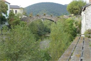 an old stone bridge over a river in a town at Chambres d’hôtes les Cardabelles in Saint-Jean-du-Bruel +9 photos