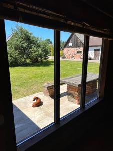 Priežmuiža في بافيلوستا: منظر النافذة على كلب يجلس على الشرفة