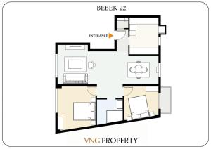 Půdorys ubytování Charming Cozy 2bed1bath Shoreline Bebek! #95