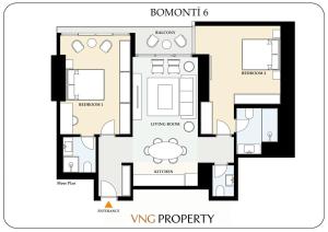 Půdorys ubytování Bright Lovely Modern 2bd25 Condo Poolgym! #220