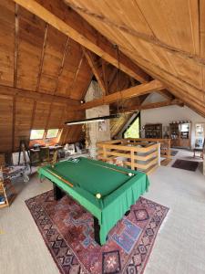 a living room with a pool table in a house at villa deloro in Orbey