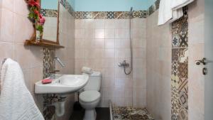a bathroom with a toilet and a sink at Dodekanisos Leros III in Agia Marina