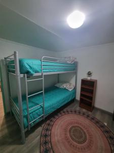 a bunk bed in a room with a rug at Domo en el desierto in La Huaica