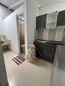 a kitchen with a sink and a stove top oven at Europa Ecotours in Jardin