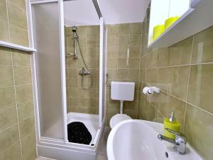 a bathroom with a shower and a toilet and a sink at Apartments with parking space Silo, Krk - 18757 in Šilo