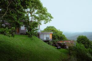a house on top of a hill with green grass at Haze and Kites Resort Munnar in Munnar