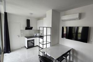 Kuchyňa alebo kuchynka v ubytovaní Air conditioned 2 room Apartment Vienna Gate, 4