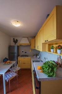 eine Küche mit gelben Schränken und einer Arbeitsplatte in der Unterkunft SAMBUCA Chianti in Love in Tavarnelle in Val di Pesa