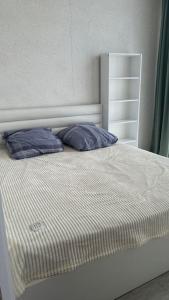 een bed met twee kussens erop in een kamer bij Angisa 72 Sea star in Batoemi +9 foto's