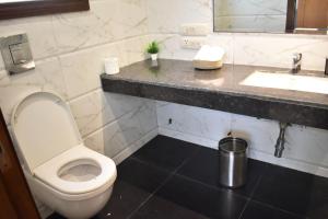 a bathroom with a toilet and a sink at Two Green Park in New Delhi