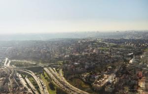 an aerial view of a city with traffic at Gorgeous Bright Studio Parking Poolviews! #135 in Istanbul