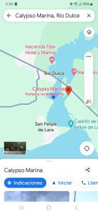 a screenshot of a cell phone with a map at Tortugal Boutique River Lodge in Rio Dulce