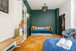 Posteľ alebo postele v izbe v ubytovaní Peanut Premium Apartment Ochota