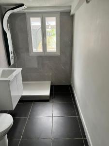 une salle de bain avec toilettes et fenêtre dans l'établissement SPA hyper centre jardin, à Boulogne-sur-Mer 26 autres photos