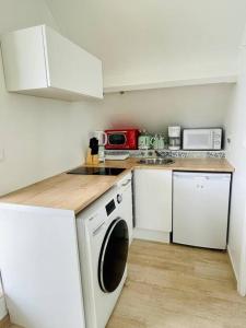 Η κουζίνα ή μικρή κουζίνα στο Palm Beach Superbe Studio sur la plage Nettle Bay Beach Club