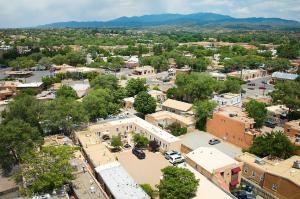 an aerial view of a small town with buildings at Dos Hermanas Compound 7 Casitas Downtown in Santa Fe