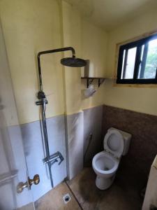 a bathroom with a shower and a toilet at Toto's House Room Rental in Puerto Princesa City
